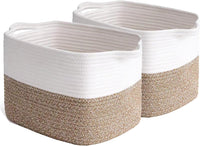 Thumbnail for 2 Pack Storage Basket for Organizing, 15''X10''X9'' Rope Basket with Handles, Toy Basket, Gift Baskets Empty, Blanket Basket for Living Room, Bedroom, 3 Tone Grey.