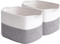 Thumbnail for 2 Pack Storage Basket for Organizing, 15''X10''X9'' Rope Basket with Handles, Toy Basket, Gift Baskets Empty, Blanket Basket for Living Room, Bedroom, 3 Tone Grey.