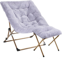 Thumbnail for OAKHAM Comfy Saucer Chair, Folding Faux Fur Lounge Chair for Bedroom and Living Room, Flexible Seating for Kids Teens Adults, X-Large (Faux Fur-Grey)
