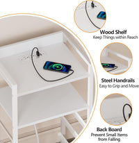 Thumbnail for Furnulem White Nightstand with 4 Storage Drawer, Tall Dresser for Bedroom with Led Light and Charging Station, Side Table Nightstand for Closet, Fabric Bins, Metal Frame, Wood Shelf(White)