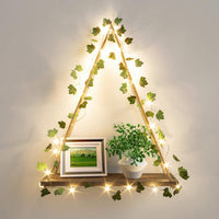Thumbnail for RICHER HOUSE Artificial Ivy LED-Strip Wall Hanging Shelves Set of 2, Macrame Shelf for Bedroom Bathroom Living Room Kitchen, Wood Hanging Plant Shelves for Wall Décor
