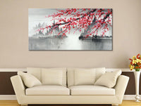 Thumbnail for Traditional Chinese Painting Hand Painted Plum Blossom Canvas Wall Art Modern Black and White Landscape Oil Painting for Living Room Bedroom Office Decoration (48x24 inch)