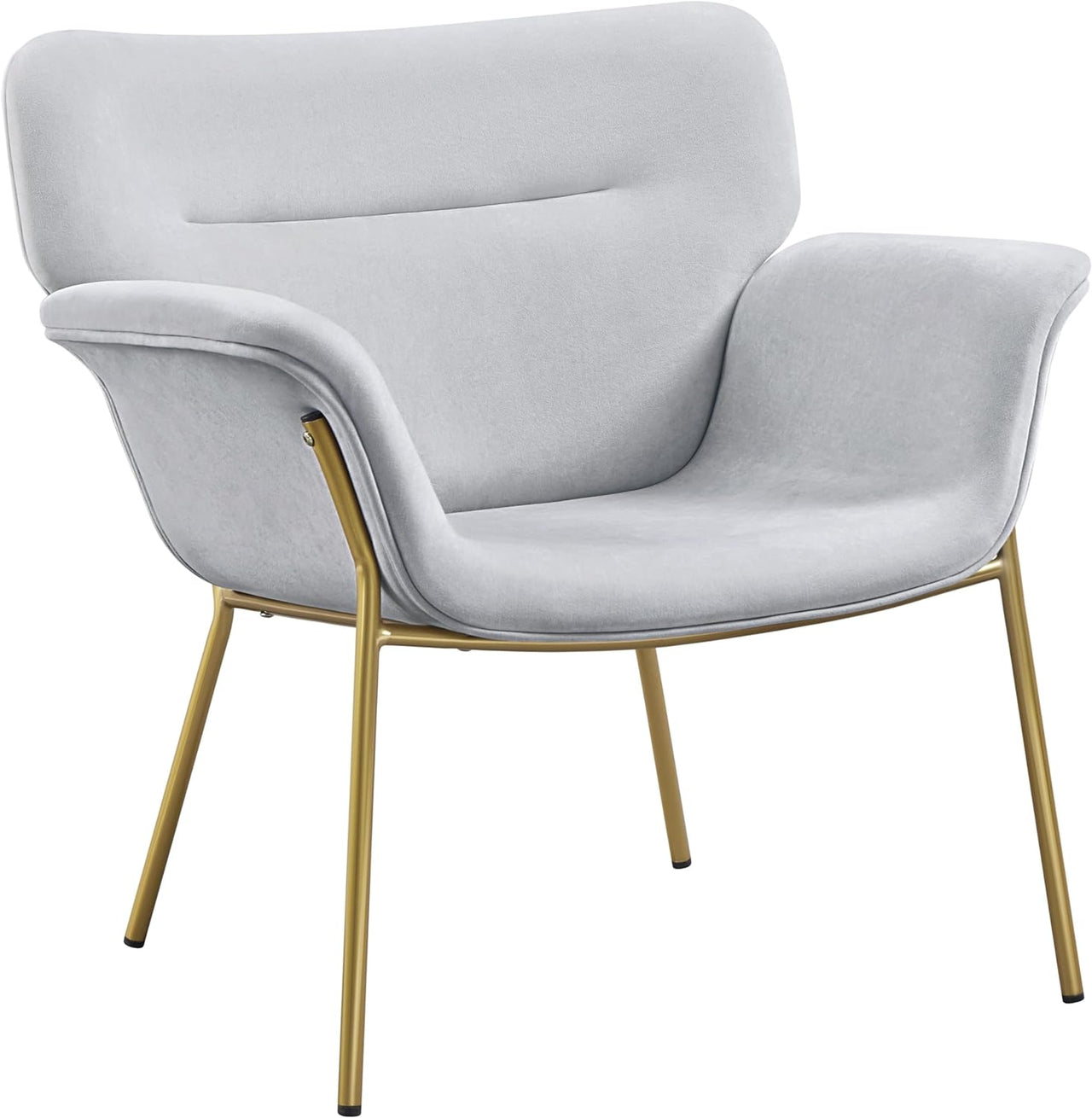 Yaheetech Accent Chair Modern Living Room Chair Velvet Fabric Vanity Chair with Golden Legs Upholstered Armchair for Bedroom/Dressing Room Gray, 2 PCS