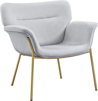 Thumbnail for Yaheetech Accent Chair Modern Living Room Chair Velvet Fabric Vanity Chair with Golden Legs Upholstered Armchair for Bedroom/Dressing Room Gray, 2 PCS