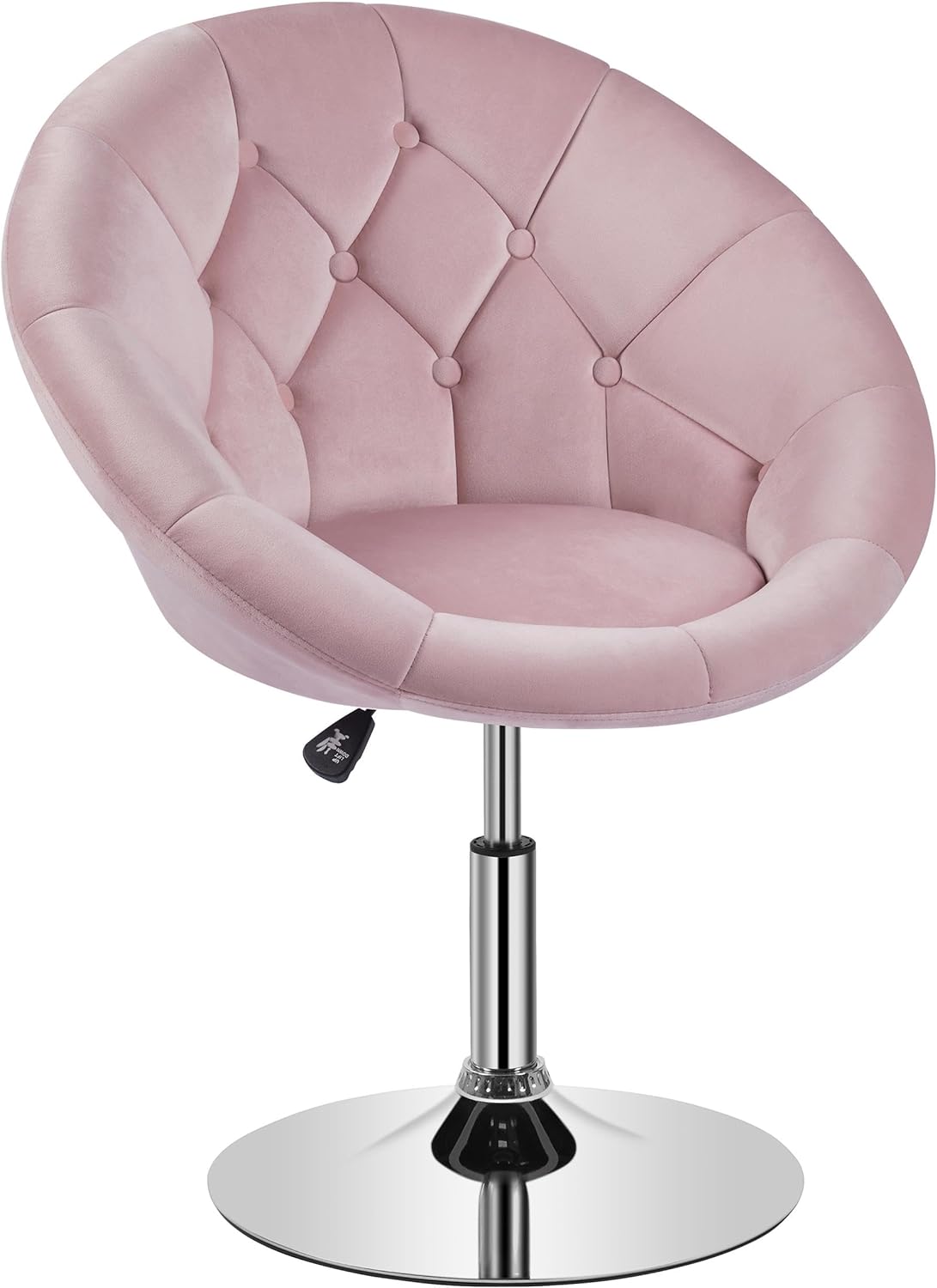 Yaheetech Vanity Chair Makeup Chair Swivel Accent Chair Height Adjustable Round Back Tilt Chair with Chrome Frame for Makeup Room, Living Room, Retro Brown