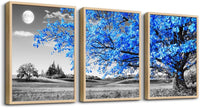 Thumbnail for Wall Art For Living Room black and white Blue tree moon Canvas Wall Decor for Home artwork Painting 12