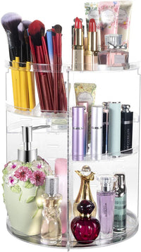 Thumbnail for 360° Rotating Makeup Organizer, Spinning Bathroom Organizer Countertop, Cosmetic Holder Shelf, Make Up Organizers and Storage for Bedroom, Transparent