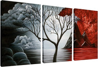 Thumbnail for Wieco Art The Cloud Tree 3 Panels Modern Giclee Canvas Prints Artwork Abstract Seascape Paintings Reproduction Sea Beach Pictures Printed on Canvas Wall Art for Home Decorations Wall Decor