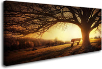 Thumbnail for Muolunna BK03975 Wall Art Decor Canvas Print Picture Red Forest Waterfalls 1 Piece Modern Landscape Tree for Living Room Bedroom Kitchen Office Home Decorations Stretched and Framed Ready to Hang