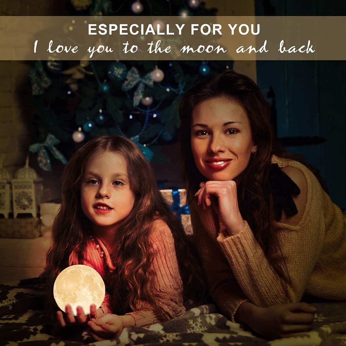 Mydethun 3D Moon Lamp with Ceramic Base, Mothers Day Gift, LED Night Light, Mood Lighting with Touch Control Brightness for Women,Home Décor, Bedroom, Kids Birthday, 3.5 Inch - White & Yellow