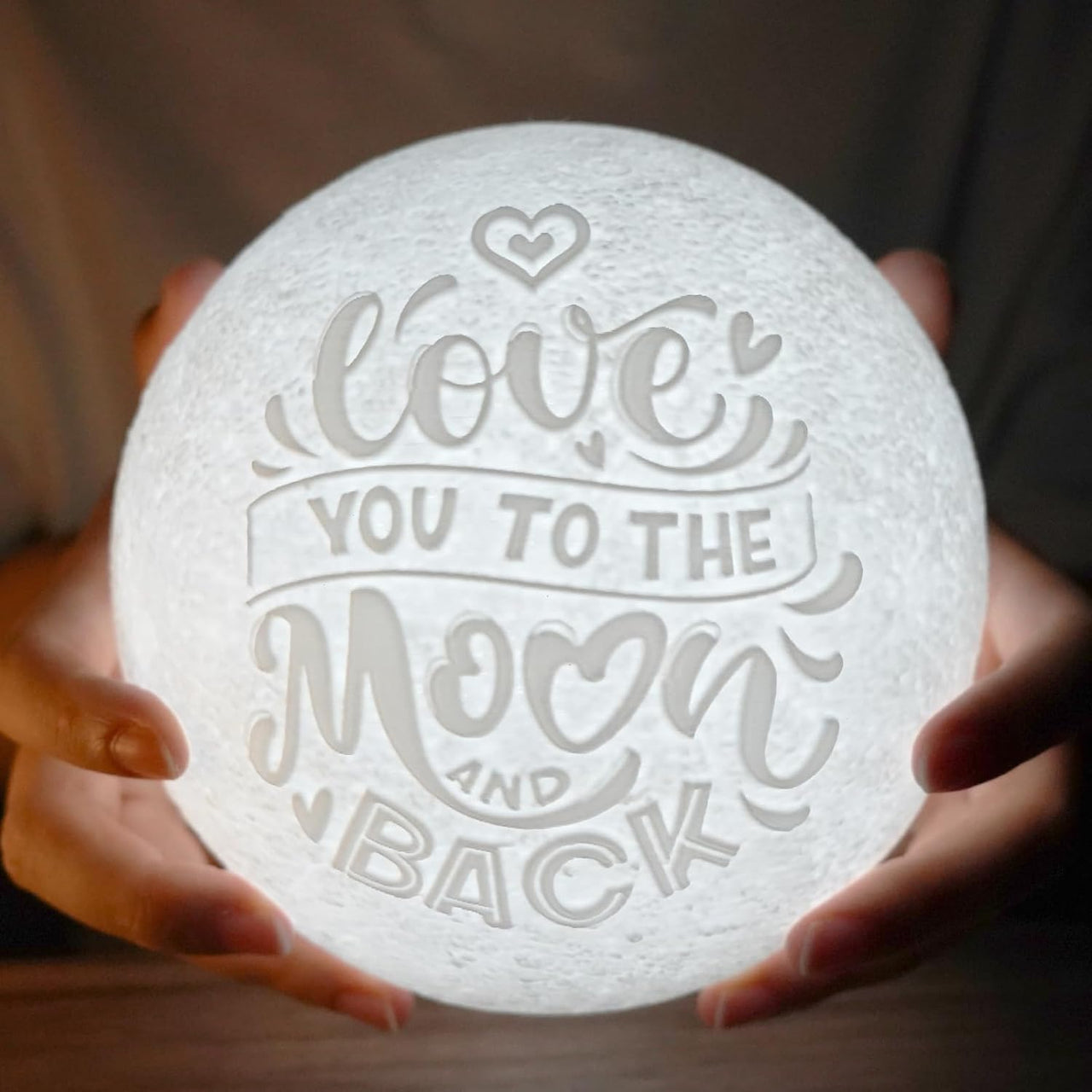Mydethun 3D Moon Lamp with Ceramic Base, Mothers Day Gift, LED Night Light, Mood Lighting with Touch Control Brightness for Women,Home Décor, Bedroom, Kids Birthday, 3.5 Inch - White & Yellow
