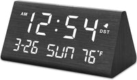 Thumbnail for DreamSky Digital Alarm Clocks for Bedrooms - Wooden Electric Clock with USB Ports, Date, Weekday, Temperature, 0-100% Brightness Dimmer, Adjustable Alarm Volume, Snooze, Auto DST