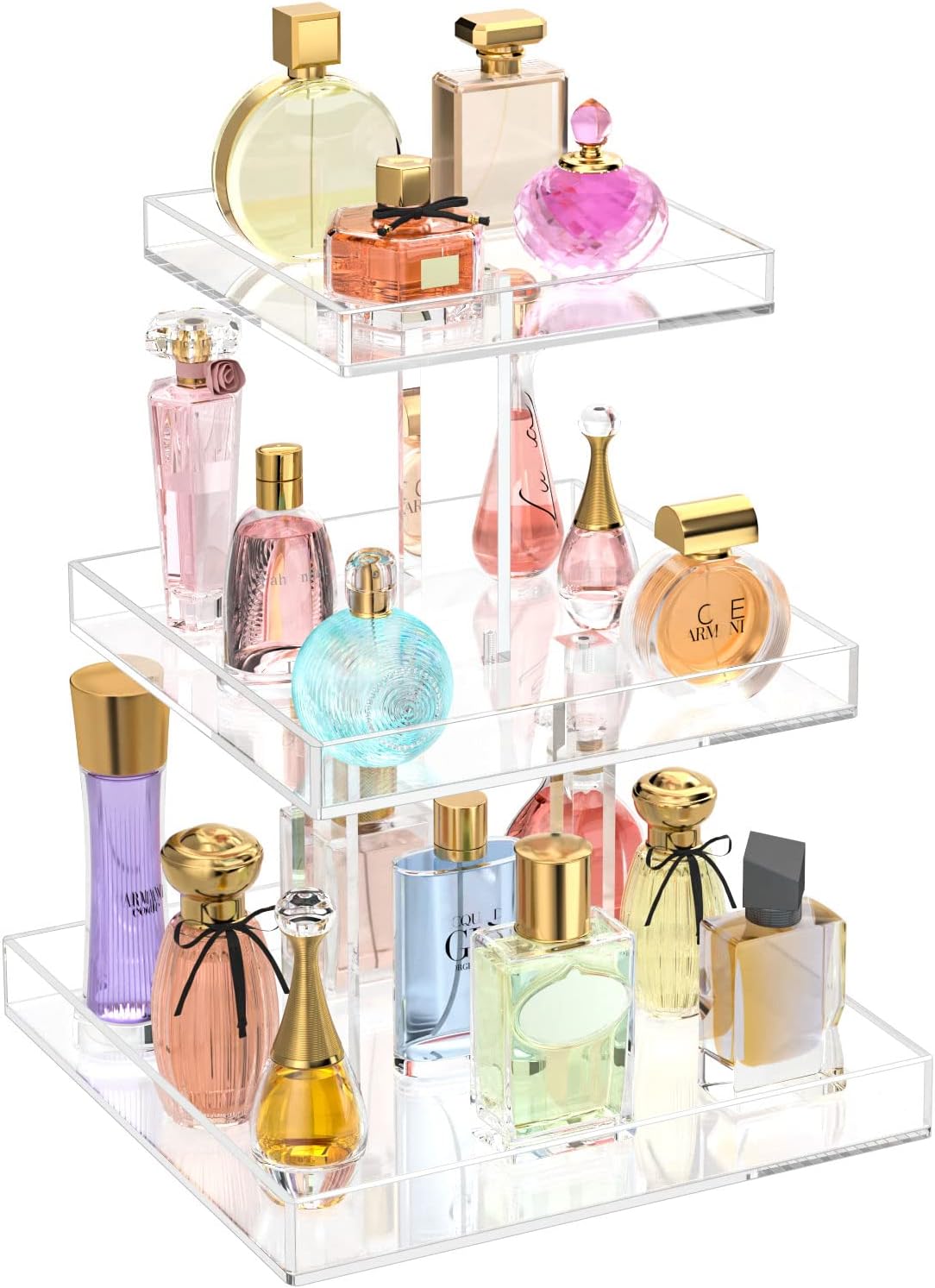 NIUBEE 2-Tier Acrylic Bathroom Cosmetic Storage Organizer for Dresser and Countertop - Standing Perfume Tray for Bedroom Decor
