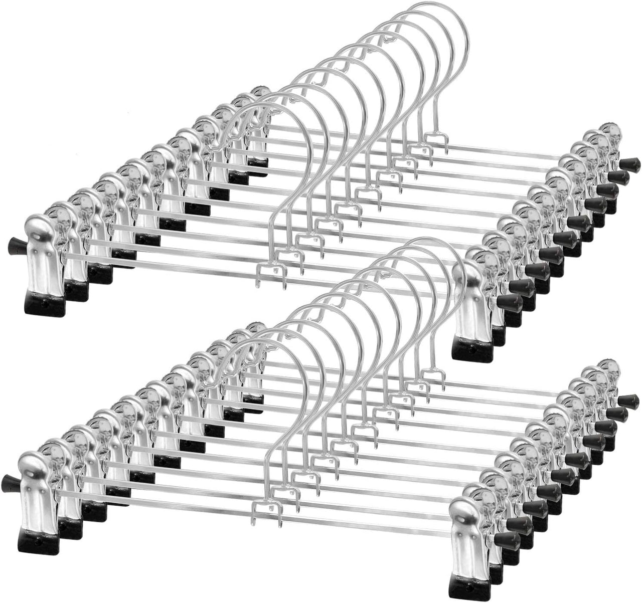 Pants Hangers with Clips 20 Pack, Adjustable Skirt Hangers for Women Metal Pants Hangers for Jeans