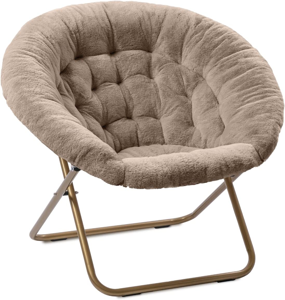 Milliard Cozy Chair with Footrest Ottoman/Faux Fur Saucer Chair for Bedroom/X-Large (Purple)