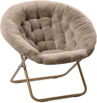 Thumbnail for Milliard Cozy Chair with Footrest Ottoman/Faux Fur Saucer Chair for Bedroom/X-Large (Purple)