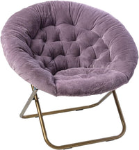 Thumbnail for Milliard Cozy Chair with Footrest Ottoman/Faux Fur Saucer Chair for Bedroom/X-Large (Purple)
