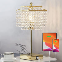 Thumbnail for Luvkczc Crystal Table Lamp with Touch Control, USB Bedside Crystal Table Lamp, 3-Way Dimmable Lamp with Crystal Shade for Girls Bedroom, Living Room, 6W LED Bulb Included