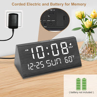 Thumbnail for DreamSky Digital Alarm Clocks for Bedrooms - Wooden Electric Clock with USB Ports, Date, Weekday, Temperature, 0-100% Brightness Dimmer, Adjustable Alarm Volume, Snooze, Auto DST