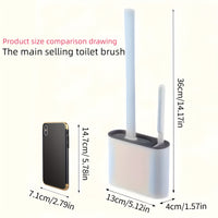 Thumbnail for 1 Set of 2 Efficient Silicone Toilet Brushes with Wall Mount & 1 Easy-Clean Toilet Seat – Long-Handled, Soft Brush Heads for Multi-Functional Household Cleaning