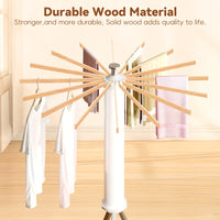 Thumbnail for ESARR  Cylinder Tripod Drying Rack, Solid Wood Octopus Standing Drying Rack Clothing, Foldable Space Saving Laundry Drying Rack, Collapsible Drying Racks for Laundry Tripod,16 Dry Rods