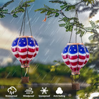 Thumbnail for 1pc Authentic Hot Air Balloon Solar Lantern with Flickering LED Flame - Waterproof Outdoor Hanging Lights for Garden, Yard, Patio - Adds Rustic Charm to Your Holiday Decor - Proudly Showcases American Flag Design
