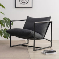 Thumbnail for ZINUS Aidan Sling Accent Chair / Metal Framed Armchair with Shredded Foam Cushioning, Oatmeal