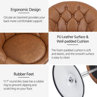 Thumbnail for Yaheetech Vanity Chair Makeup Chair Swivel Accent Chair Height Adjustable Round Back Tilt Chair with Chrome Frame for Makeup Room, Living Room, Retro Brown