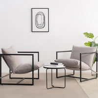Thumbnail for ZINUS Aidan Sling Accent Chair / Metal Framed Armchair with Shredded Foam Cushioning, Oatmeal