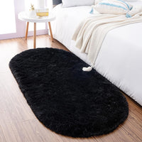 Thumbnail for Noahas Ultra Soft Fluffy Bedroom Rugs,Shaggy Grey Area Rugs for Bedroom,Oval Throw Rugs, Kids Room Small Carpet,Living Room Runner Rug Non Slip Modern Home Decor 2.6' X 5.3'