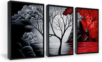 Thumbnail for Wieco Art The Cloud Tree 3 Panels Modern Giclee Canvas Prints Artwork Abstract Seascape Paintings Reproduction Sea Beach Pictures Printed on Canvas Wall Art for Home Decorations Wall Decor