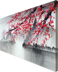 Thumbnail for Traditional Chinese Painting Hand Painted Plum Blossom Canvas Wall Art Modern Black and White Landscape Oil Painting for Living Room Bedroom Office Decoration (48x24 inch)
