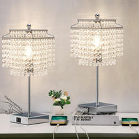 Thumbnail for Luvkczc Crystal Table Lamp with Touch Control, USB Bedside Crystal Table Lamp, 3-Way Dimmable Lamp with Crystal Shade for Girls Bedroom, Living Room, 6W LED Bulb Included