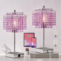 Thumbnail for Luvkczc Crystal Table Lamp with Touch Control, USB Bedside Crystal Table Lamp, 3-Way Dimmable Lamp with Crystal Shade for Girls Bedroom, Living Room, 6W LED Bulb Included