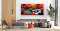 Thumbnail for Muolunna BK03975 Wall Art Decor Canvas Print Picture Red Forest Waterfalls 1 Piece Modern Landscape Tree for Living Room Bedroom Kitchen Office Home Decorations Stretched and Framed Ready to Hang