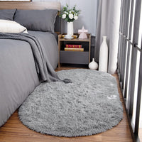 Thumbnail for Noahas Ultra Soft Fluffy Bedroom Rugs,Shaggy Grey Area Rugs for Bedroom,Oval Throw Rugs, Kids Room Small Carpet,Living Room Runner Rug Non Slip Modern Home Decor 2.6' X 5.3'