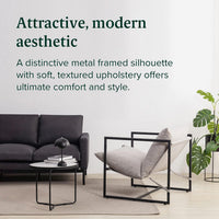 Thumbnail for ZINUS Aidan Sling Accent Chair / Metal Framed Armchair with Shredded Foam Cushioning, Oatmeal