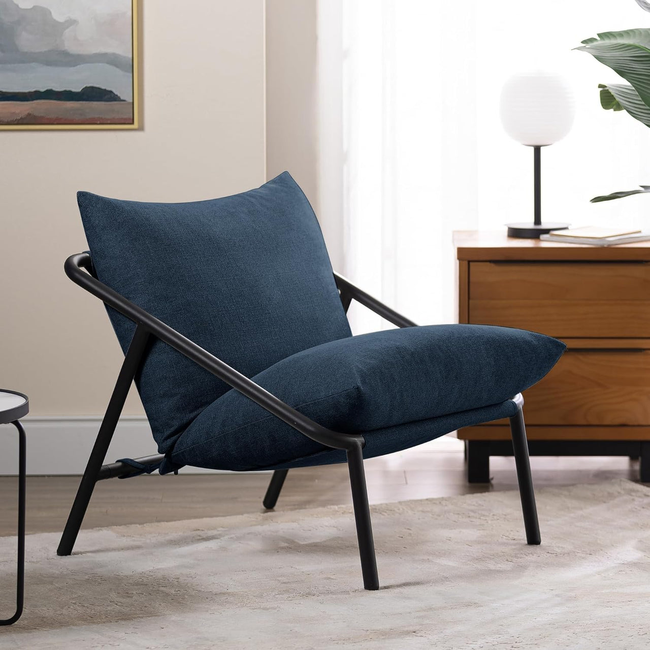 ZINUS Aidan Sling Accent Chair / Metal Framed Armchair with Shredded Foam Cushioning, Oatmeal