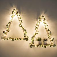 Thumbnail for RICHER HOUSE Artificial Ivy LED-Strip Wall Hanging Shelves Set of 2, Macrame Shelf for Bedroom Bathroom Living Room Kitchen, Wood Hanging Plant Shelves for Wall Décor