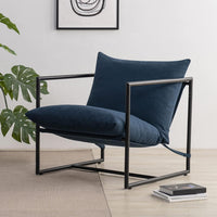 Thumbnail for ZINUS Aidan Sling Accent Chair / Metal Framed Armchair with Shredded Foam Cushioning, Oatmeal