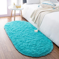Thumbnail for Noahas Ultra Soft Fluffy Bedroom Rugs,Shaggy Grey Area Rugs for Bedroom,Oval Throw Rugs, Kids Room Small Carpet,Living Room Runner Rug Non Slip Modern Home Decor 2.6' X 5.3'