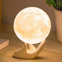 Thumbnail for Mydethun 3D Moon Lamp with Ceramic Base, Mothers Day Gift, LED Night Light, Mood Lighting with Touch Control Brightness for Women,Home Décor, Bedroom, Kids Birthday, 3.5 Inch - White & Yellow