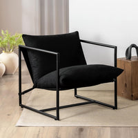 Thumbnail for ZINUS Aidan Sling Accent Chair / Metal Framed Armchair with Shredded Foam Cushioning, Oatmeal