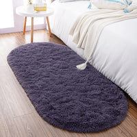 Thumbnail for Noahas Ultra Soft Fluffy Bedroom Rugs,Shaggy Grey Area Rugs for Bedroom,Oval Throw Rugs, Kids Room Small Carpet,Living Room Runner Rug Non Slip Modern Home Decor 2.6' X 5.3'