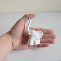 Thumbnail for Home Decor Elephant Statues,1 Pair, Small Decorative Accents for Shelves, Livingroom and Bedroom, Gold and White