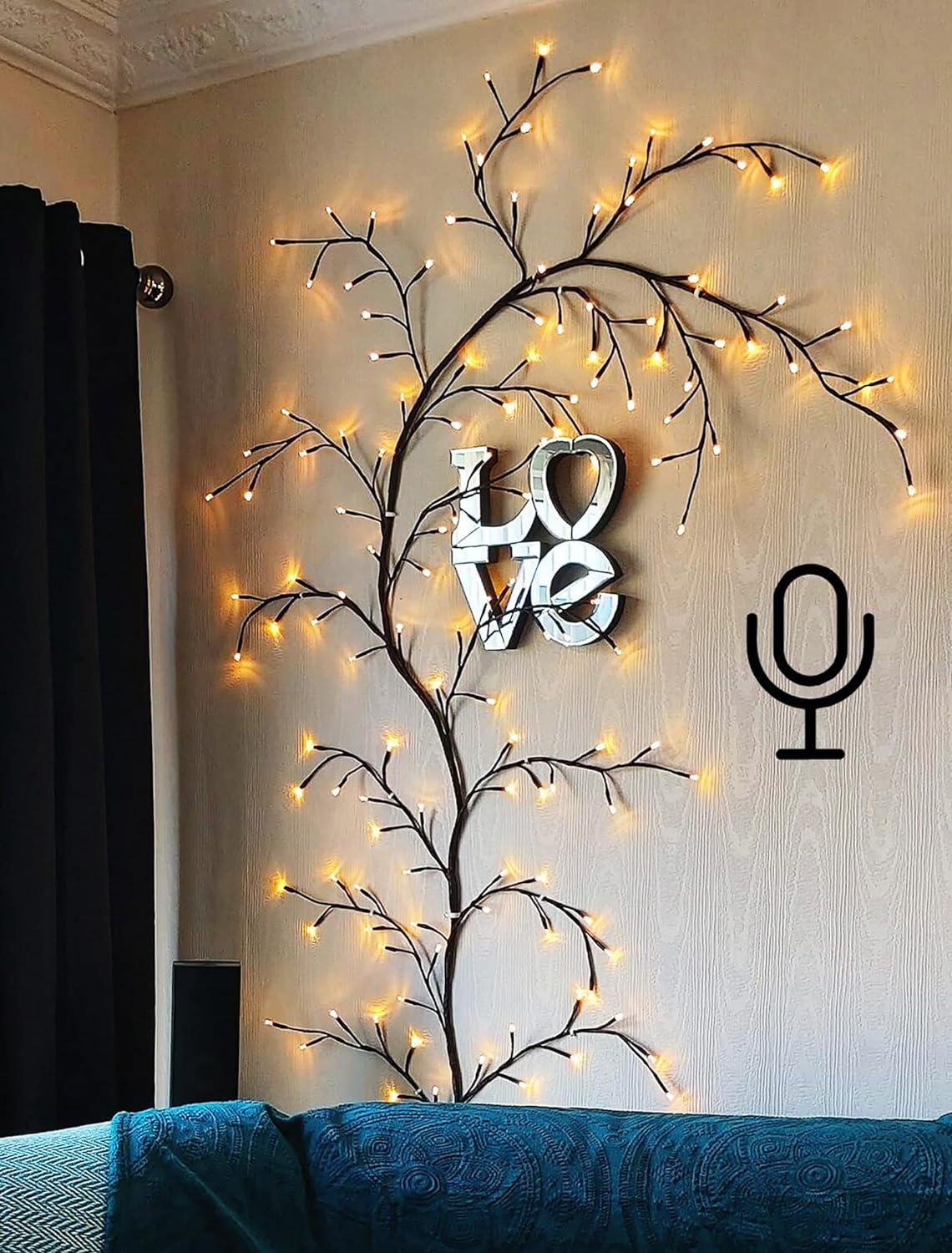 Voice Control Lighted Willow Vine, 8 Flash Model Twinkling Tree Wall Lights, 160 LEDs Lighted Tree Branch Lights for Wall Corner, 8.5ft Flexible Enchanted Willow Vine for Living Room Bedroom (1 PCS)