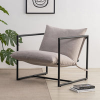 Thumbnail for ZINUS Aidan Sling Accent Chair / Metal Framed Armchair with Shredded Foam Cushioning, Oatmeal