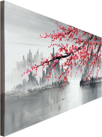 Thumbnail for Traditional Chinese Painting Hand Painted Plum Blossom Canvas Wall Art Modern Black and White Landscape Oil Painting for Living Room Bedroom Office Decoration (48x24 inch)