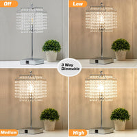 Thumbnail for Luvkczc Crystal Table Lamp with Touch Control, USB Bedside Crystal Table Lamp, 3-Way Dimmable Lamp with Crystal Shade for Girls Bedroom, Living Room, 6W LED Bulb Included