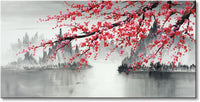 Thumbnail for Traditional Chinese Painting Hand Painted Plum Blossom Canvas Wall Art Modern Black and White Landscape Oil Painting for Living Room Bedroom Office Decoration (48x24 inch)